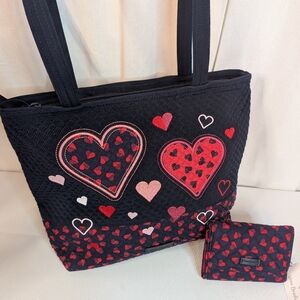 Vera Bradley Sweethearts Tote Bag And Wallet Set Valentine's Day Collection